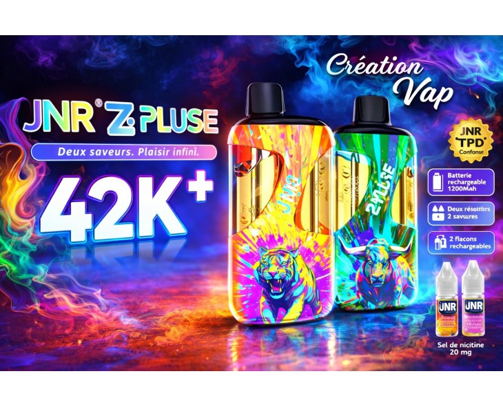 Puff rechargeable JNR ZPluse 42K Dual Fill Double réservoir | Création Vap